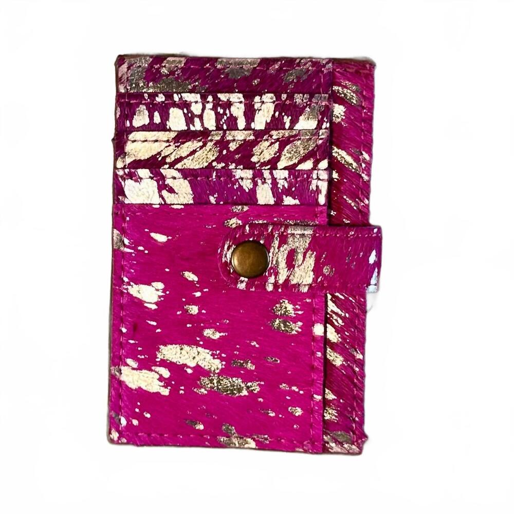 NEW KEEP IT GYPSY women's metallic wallet in hot pink silver acid wash